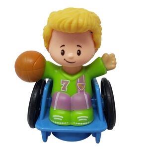 Fisher Price Little People Blonde Boy Wheelchair Basketball Sports Toy Figure